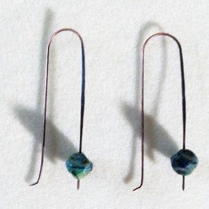 Czech Glass Hoop Minimalist Rustic Earring